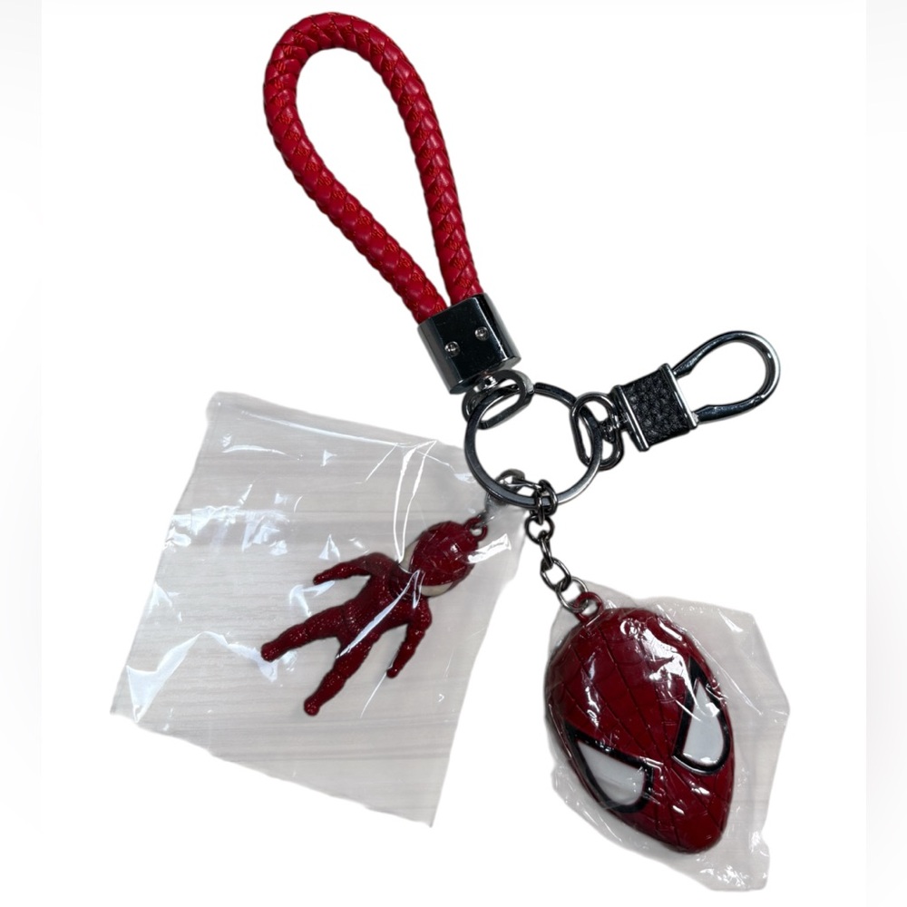 Red Spider-Man Keychain with Mask and Figure